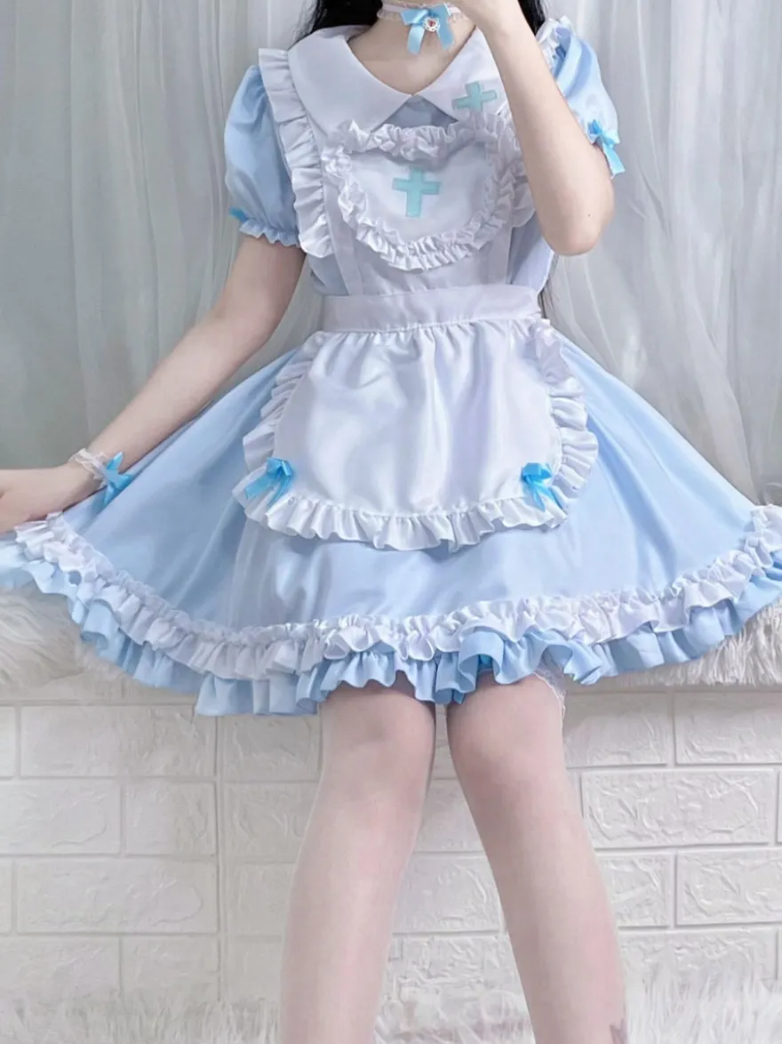 Sweet Lolita Dress Polyester Manches Courtes Volants Sweet Christmas Lolita Dress