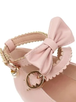 Sweet Lolita Footwear Bows Lace Synthétique Cuir Chunky Heel Lolita Pumps Déguisements Halloween
