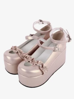 Sweet Lolita Footwear Chaussures Lolita en cuir PU à bout rond et motif cœurs nus
