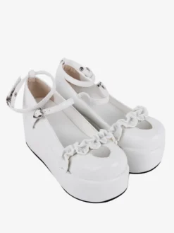 Sweet Lolita Footwear Chaussures Lolita en cuir PU à bout rond et motif cœurs nus