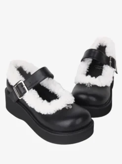 Sweet Lolita Footwear Escarpins Lolita en cuir PU à bout rond noir