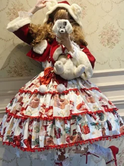 Sweet Lolita Jsk Robe Polyester Sans Arcs sans manches à lacets Rouge Sweet Lolita Jumper Jupe