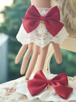 Sweet Lolita Oversleeve Lace Trim Bow Franges métalliques Accessoires Lolita