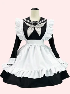 Sweet Lolita Robe Polyester Manches Longues Volants Robe Style Marine