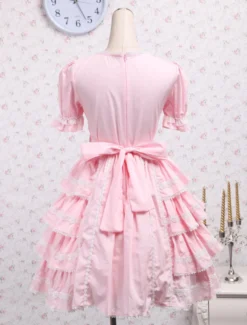 Sweet Lolita rose OP robe manches courtes volants Design Déguisements Halloween