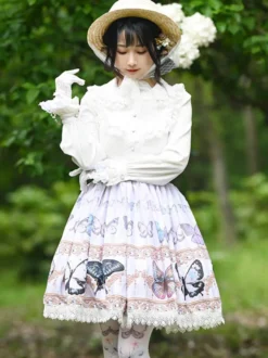 Sweet Lolita SK Lace As Image Jupes Lolita à motif papillon