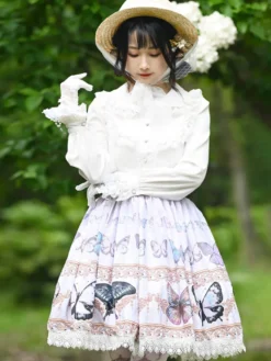 Sweet Lolita SK Lace As Image Jupes Lolita à motif papillon