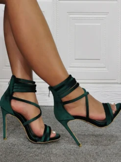 Talon haut escarpins femme à zip en micro daim