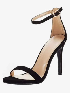 Talons à bride cheville pour femmes Sandales de bal en daim Sandales de retour à la maison à talons