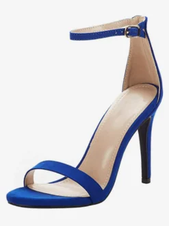 Talons à bride cheville pour femmes Sandales de bal en daim Sandales de retour à la maison à talons