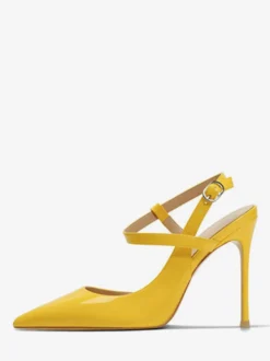 Talons hauts pour femmes Sandales à bout pointu noires Escarpins à bride arrière à talon aiguille