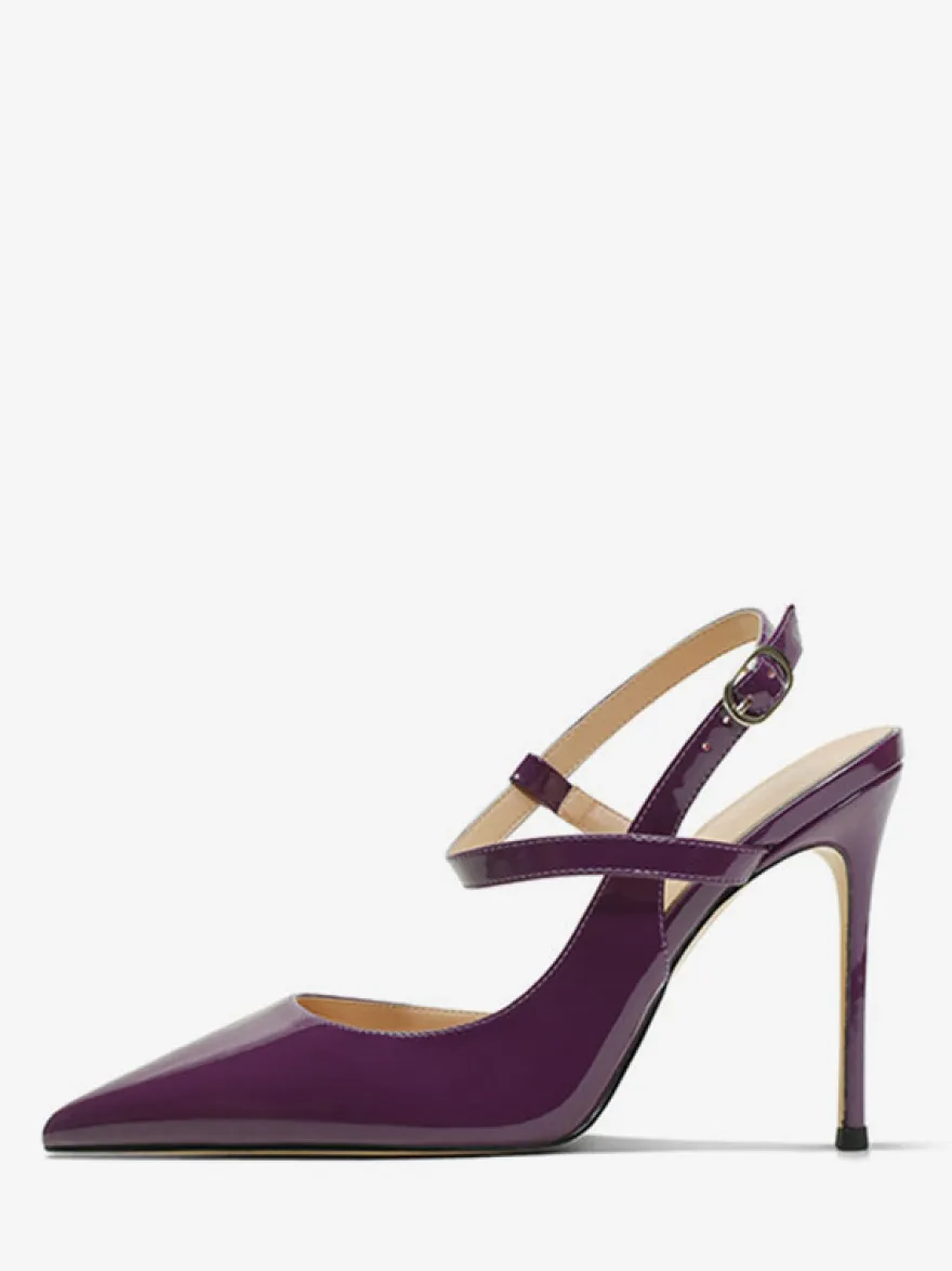 Talons hauts pour femmes Sandales à bout pointu noires Escarpins à bride arrière à talon aiguille