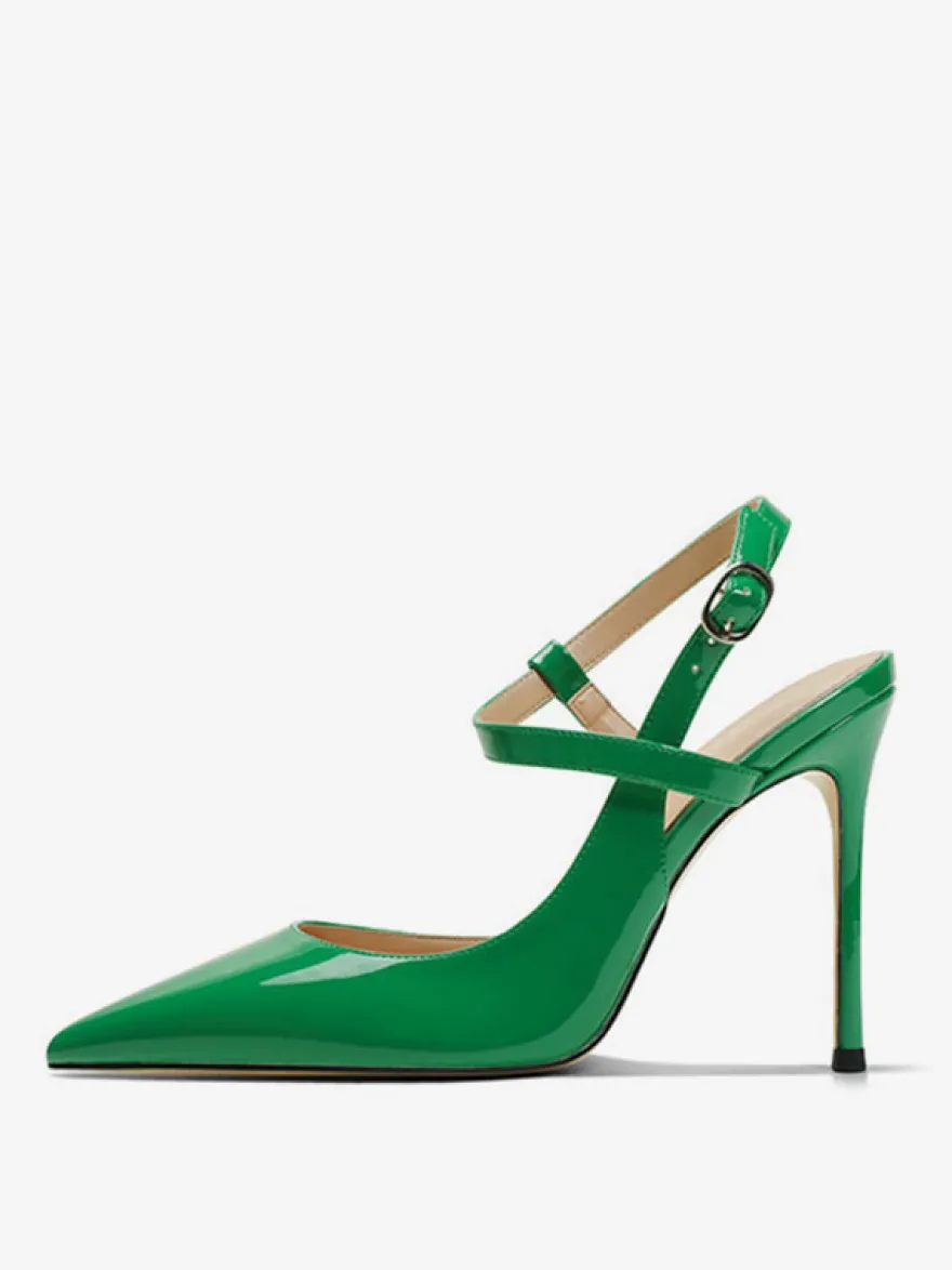 Talons hauts pour femmes Sandales à bout pointu noires Escarpins à bride arrière à talon aiguille