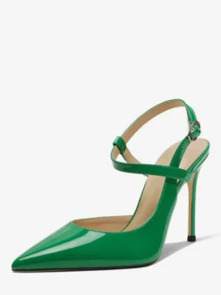 Talons hauts pour femmes Sandales à bout pointu noires Escarpins à bride arrière à talon aiguille