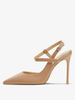 Talons hauts pour femmes Sandales à bout pointu noires Escarpins à bride arrière à talon aiguille