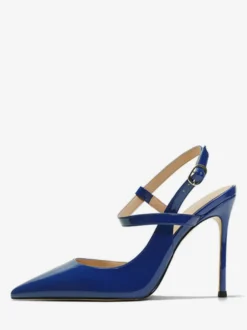 Talons hauts pour femmes Sandales à bout pointu noires Escarpins à bride arrière à talon aiguille