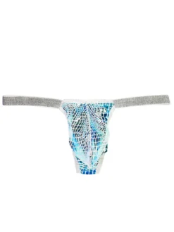 T Back For Men Undershirt Snake Print Polyester Blanc Sous-Vêtements Sexy