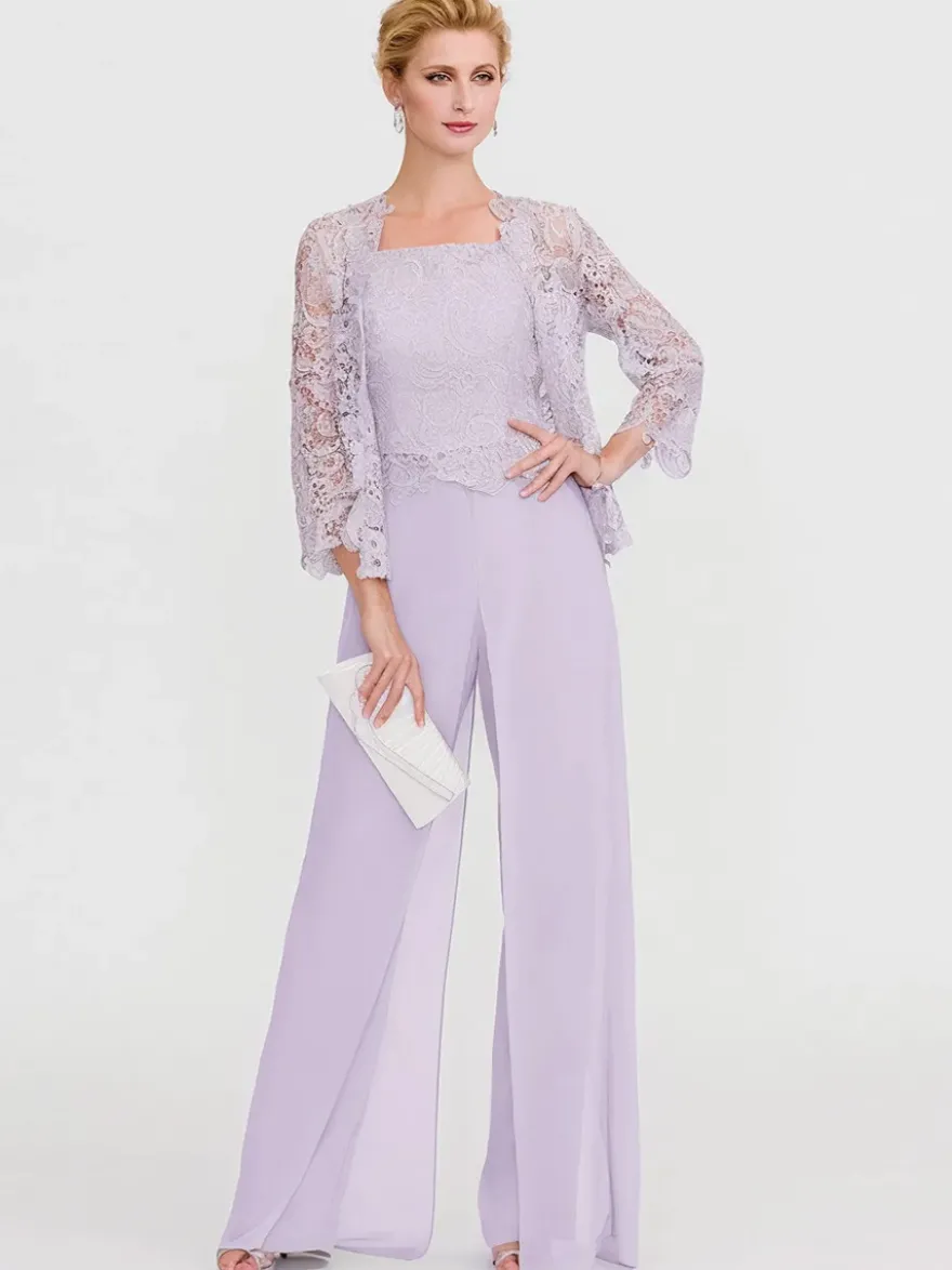 Tenue de mère de mariée 3 pièces combi-pantalon boléro gris claire