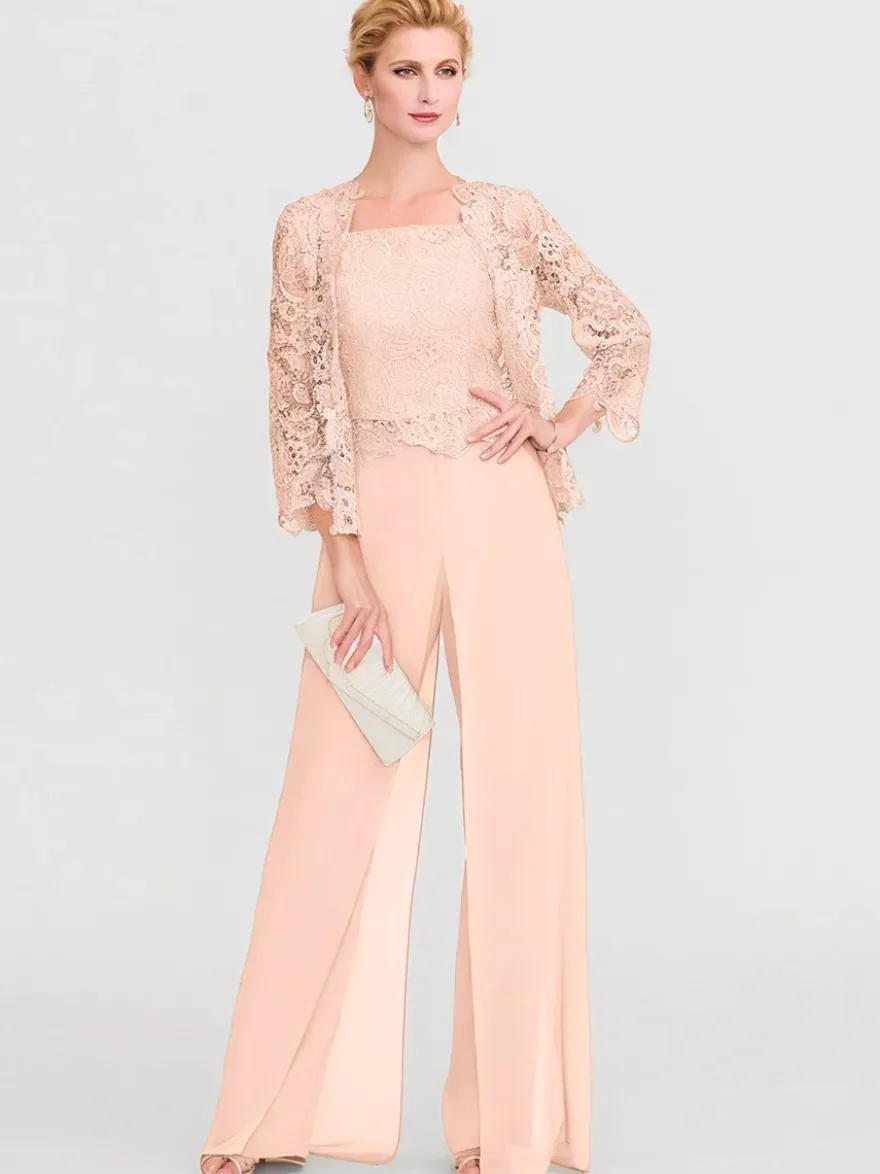 Tenue de mère de mariée 3 pièces combi-pantalon boléro gris claire