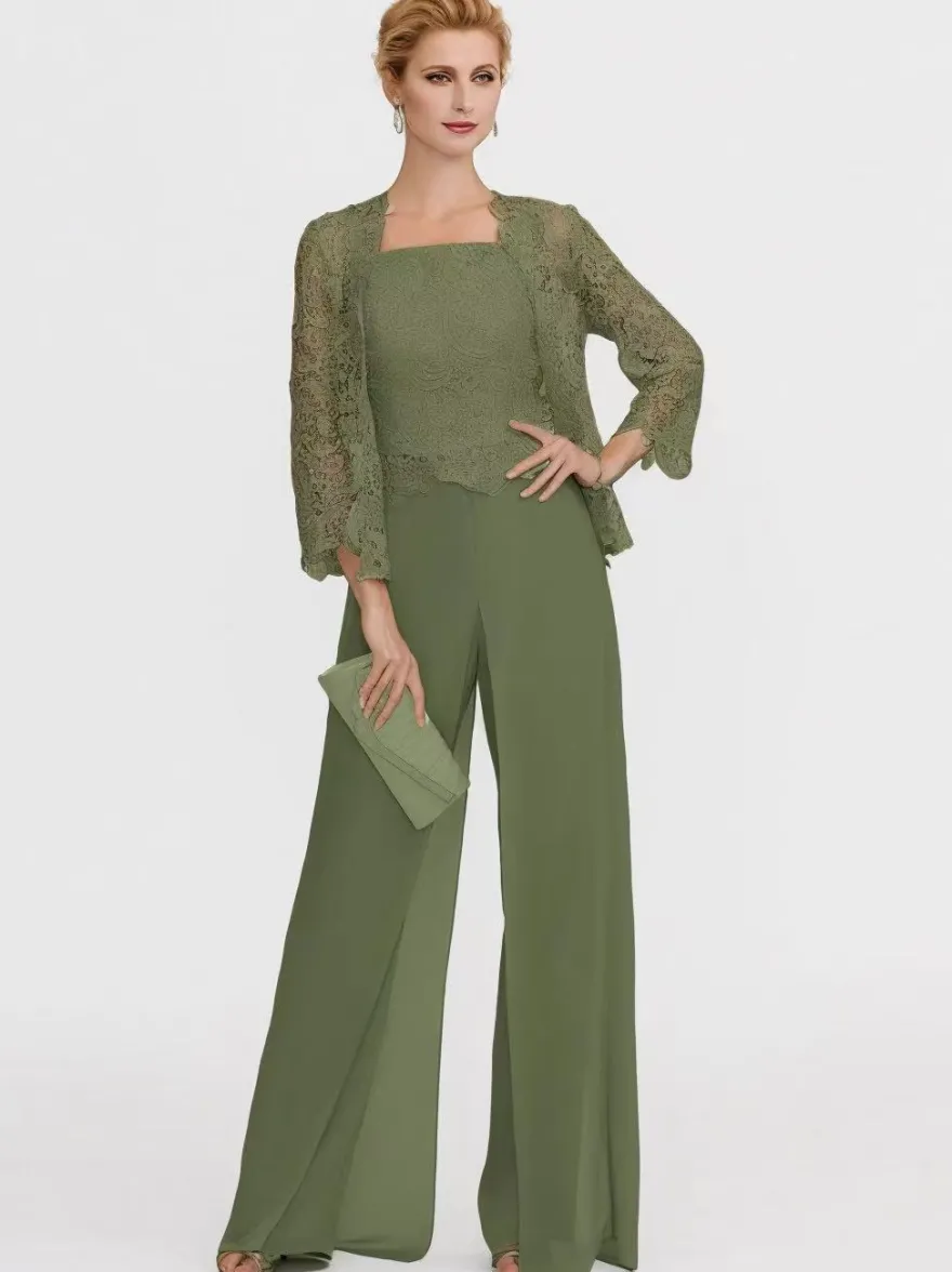 Tenue de mère de mariée 3 pièces combi-pantalon boléro gris claire