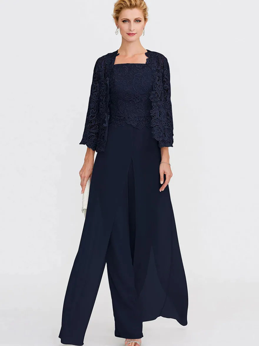 Tenue de mère de mariée 3 pièces combi-pantalon boléro gris claire