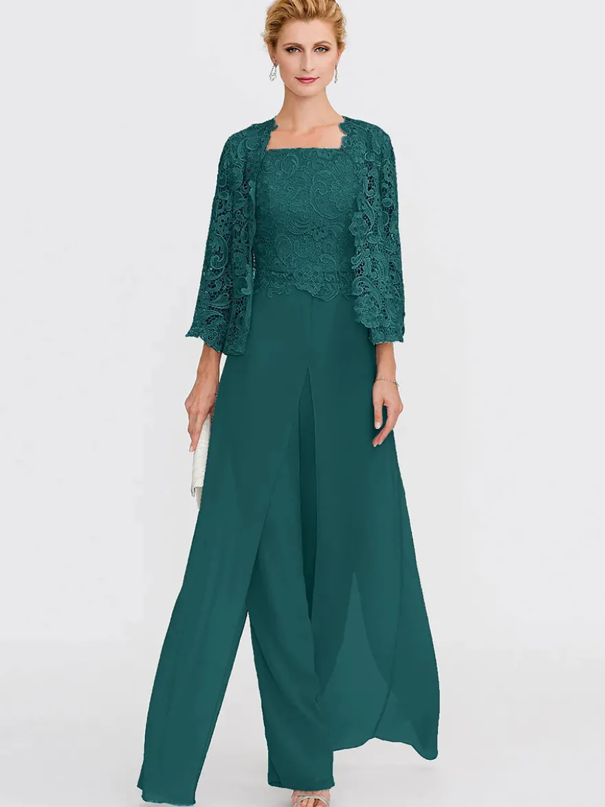 Tenue de mère de mariée 3 pièces combi-pantalon boléro gris claire