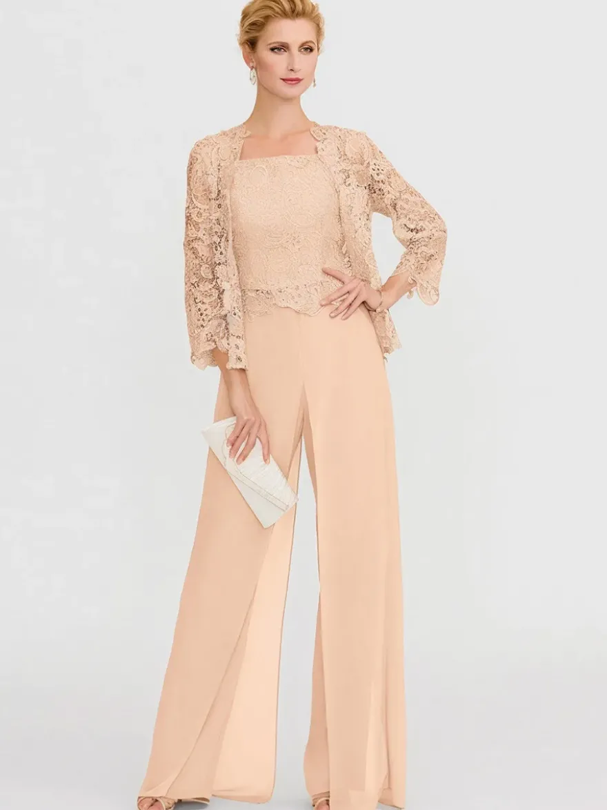 Tenue de mère de mariée 3 pièces combi-pantalon boléro gris claire