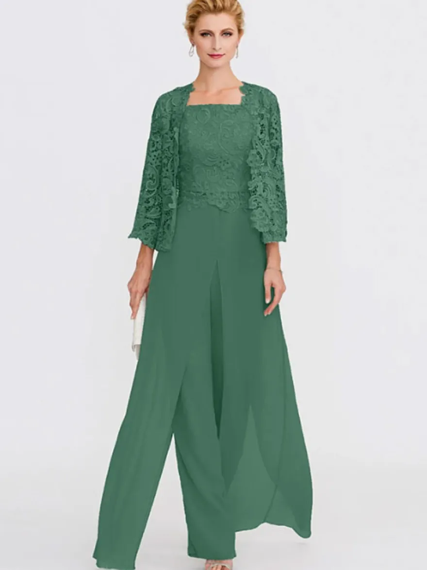 Tenue de mère de mariée 3 pièces combi-pantalon boléro gris claire