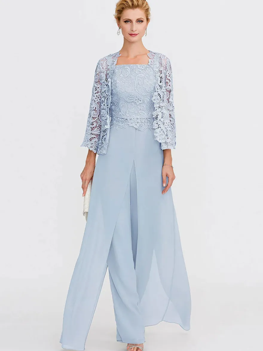 Tenue de mère de mariée 3 pièces combi-pantalon boléro gris claire