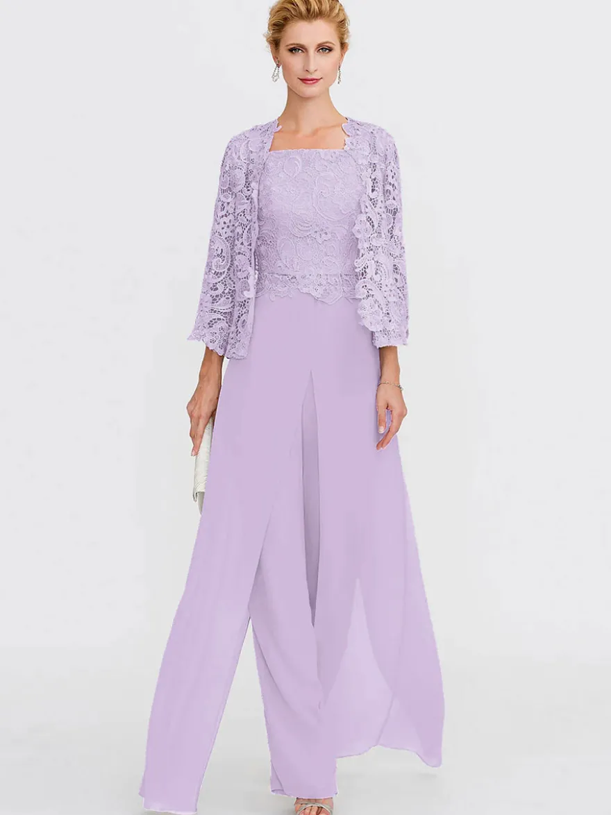 Tenue de mère de mariée 3 pièces combi-pantalon boléro gris claire