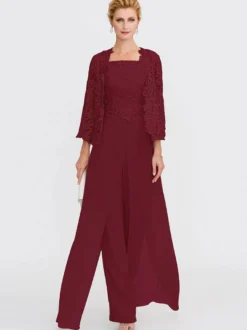 Tenue de mère de mariée 3 pièces combi-pantalon boléro gris claire