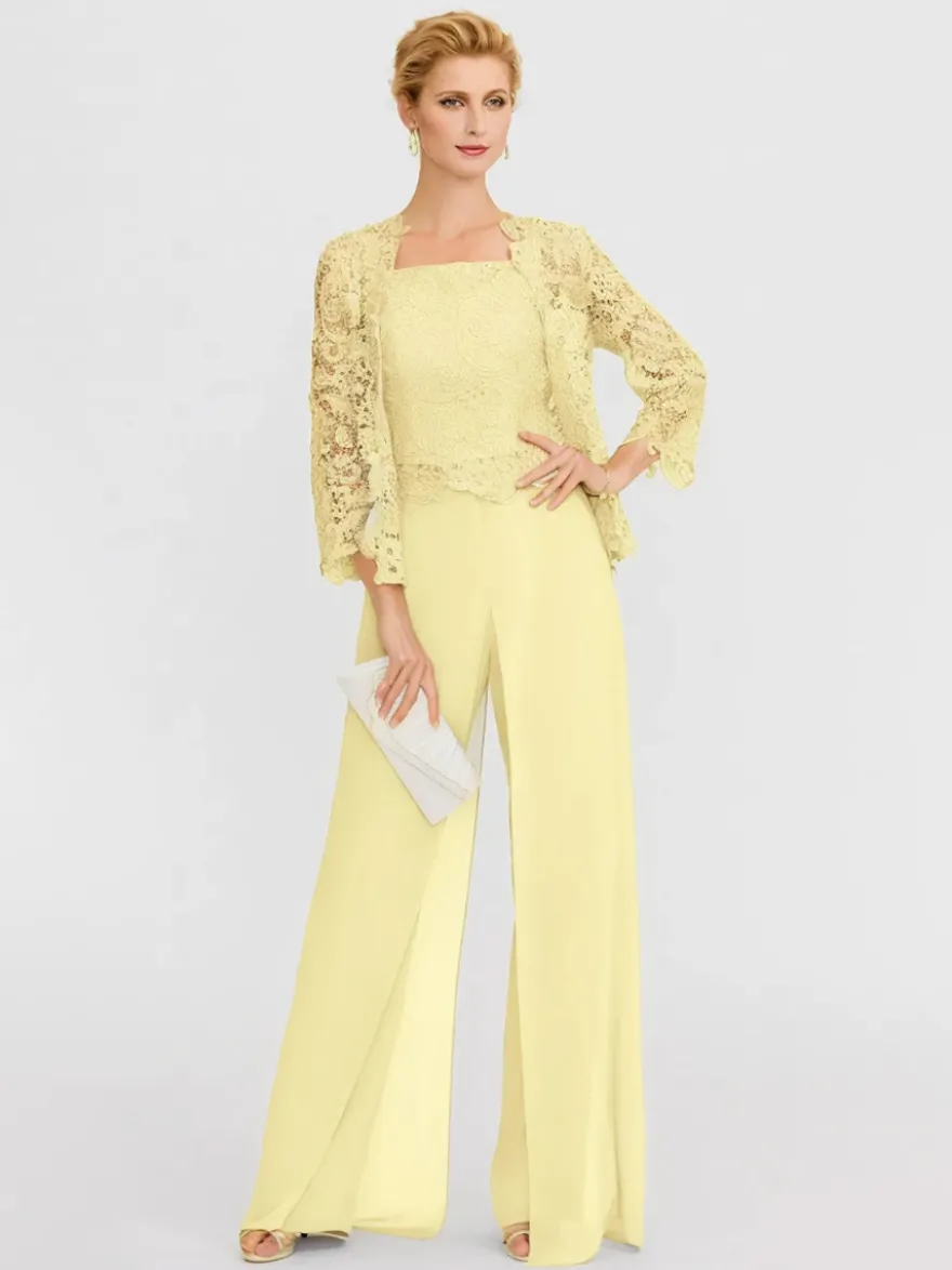 Tenue de mère de mariée 3 pièces combi-pantalon boléro gris claire