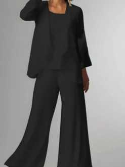 Tenue de mère de mariée Tenue de mariage d'invitée blanche en chiffon 3 pièces