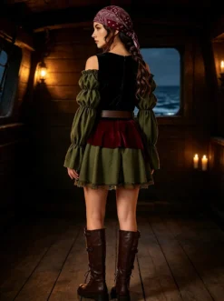 Tenues de déguisement costumes de pirate capitaine médiéval Renaissance femmes Halloween carnaval