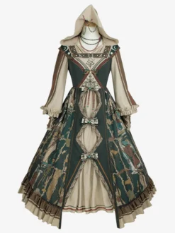 Tenues gothiques Lolita accessoire à manches longues squelette vert foncé