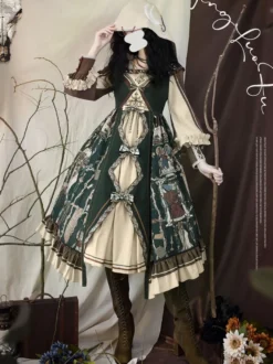 Tenues gothiques Lolita accessoire à manches longues squelette vert foncé
