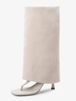 Tongs en daim pour femme sandales à talons hauts