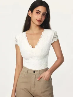 Tops En Dentelle Blanche Pour Femme