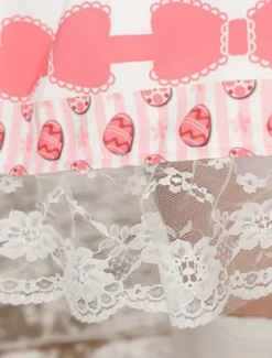 Toussaint Cospaly Costume Lolita douce Jupe rose courte imprimé gâteau crème glacée avec dentelle Déguisements Halloween