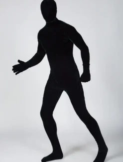 Toussaint Cosplay Costume de zentai vert foncé en velours unicolore Déguisements Halloween