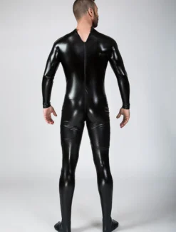 Toussaint Cosplay Costume Zentaï métallique brillant noir Déguisements Halloween