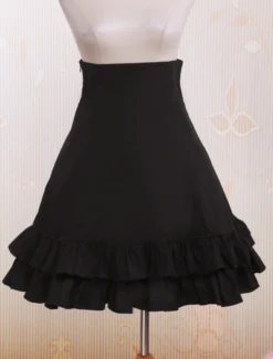 Toussaint Cosplay Lolita jupe courte noire taille haute volants en couches Déguisements Halloween