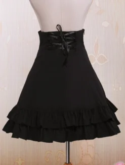 Toussaint Cosplay Lolita jupe courte noire taille haute volants en couches Déguisements Halloween