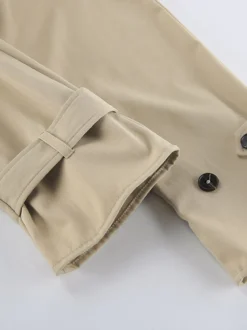 Trench-coat croisé pour femme - Coupe-vent court classique à revers et ceinture - Style streetwear décontracté et oversize printemps 2026
