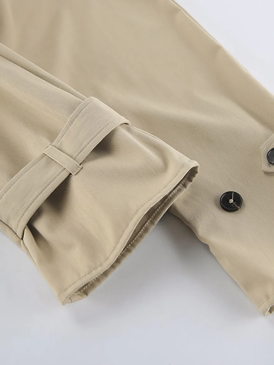 Trench-coat croisé pour femme - Coupe-vent court classique à revers et ceinture - Style streetwear décontracté et oversize printemps 2026