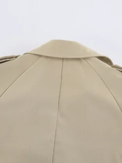 Trench-coat croisé pour femme - Coupe-vent court classique à revers et ceinture - Style streetwear décontracté et oversize printemps 2026