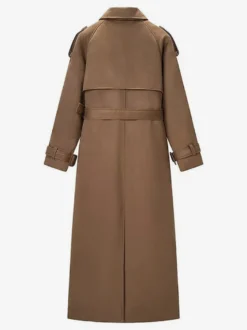 Trench-coat en faux daim pour femme - Veste maxi rétro croisée ceinturée - Style printemps-été 2026