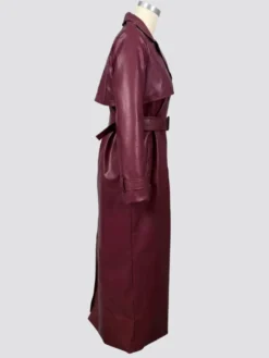 Trench-coat en similicuir pour femme - Veste maxi ceinturée à simple boutonnage - Vêtements d'extérieur chics pour le printemps 2026