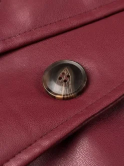 Trench-coat en similicuir pour femme - Veste maxi ceinturée à simple boutonnage - Vêtements d'extérieur chics pour le printemps 2026