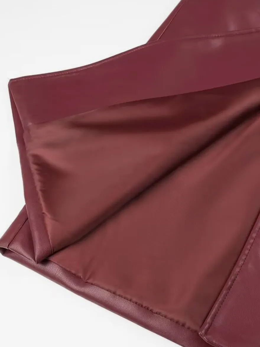 Trench-coat en similicuir pour femme - Veste maxi ceinturée à simple boutonnage - Vêtements d'extérieur chics pour le printemps 2026